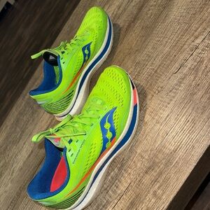 Saucony Neon Green and Blue Athletic Shoes